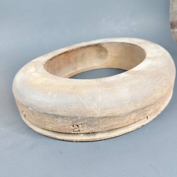 Antique Primitive Wooden Block Hat Brim Mold Millinery Form Gerner Co Mold 24  ( main image 4